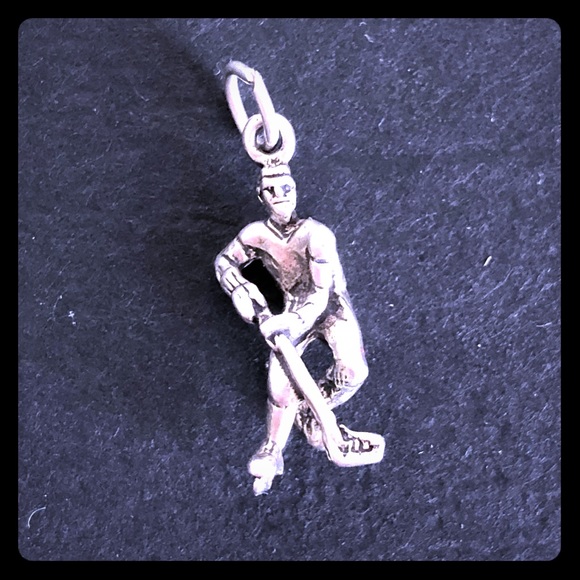 Vintage Other - *SOLD* Vintage Sterling Hockey Player Charm